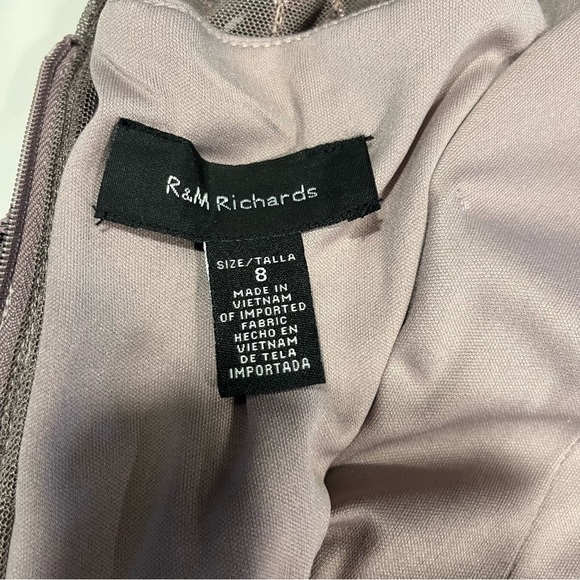 R&M Richards Mocha Short Sleeve Sequin and Mesh Gown 8 - Picture 10 of 16